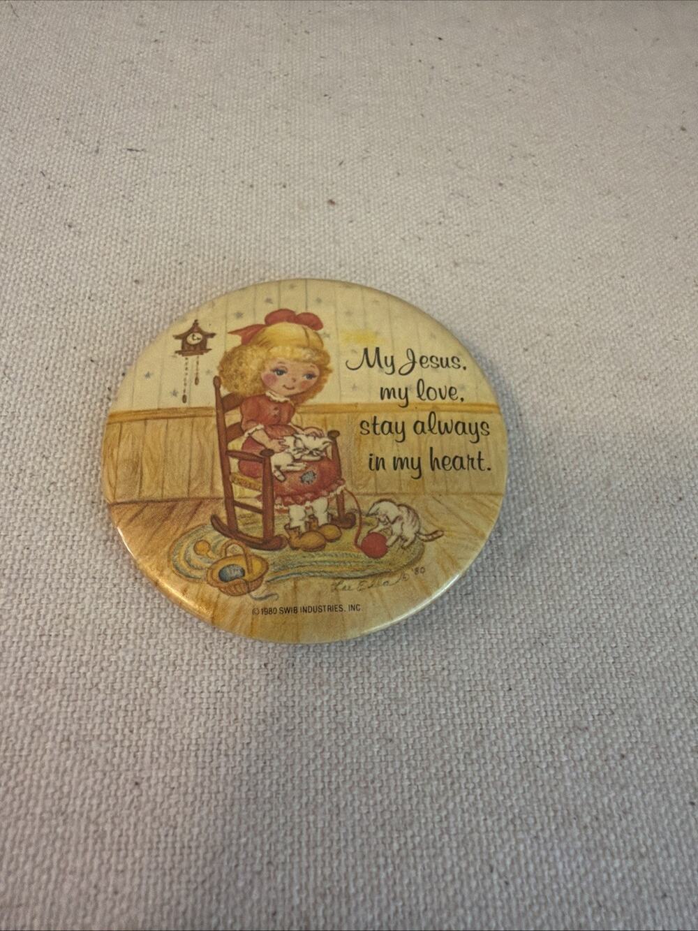 My Jesus, My Love, Stay Always In My Heart Vintage Button Pinback